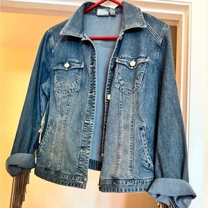 Chico's Blue Jean Jacket with Fringe
